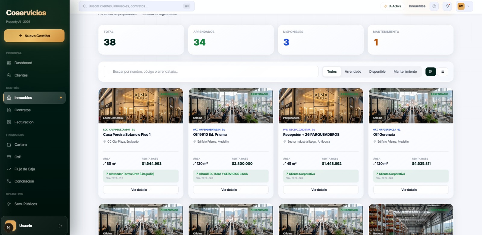 Coservicios — inventario de inmuebles